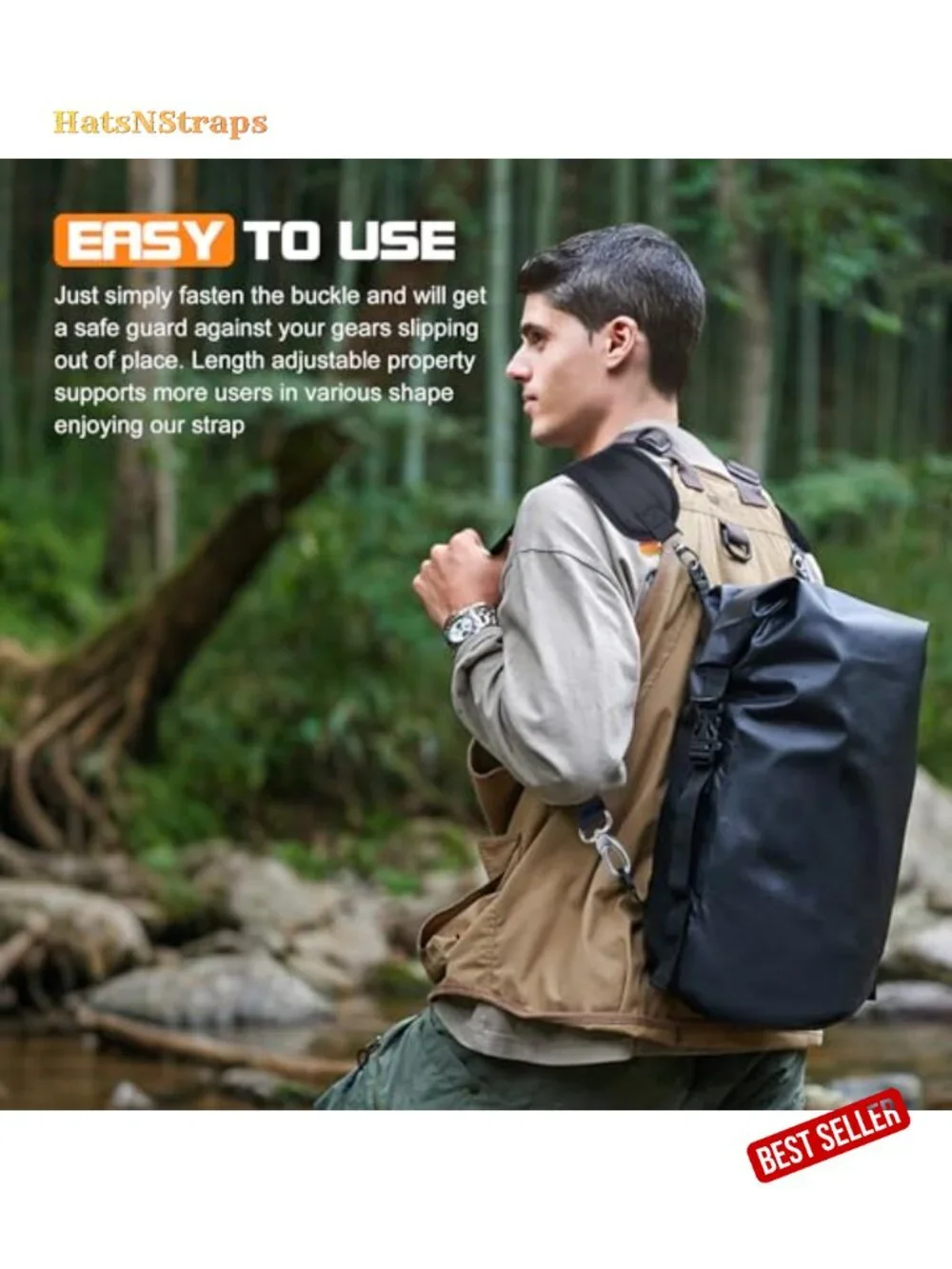 Adjustable Padded Backpack Straps with Metal Clips Replacement Dry Bag Straps